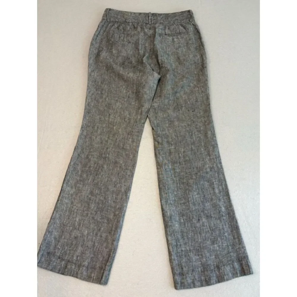 Banana Republic Martin Fit Grey 100% Linen Wide Trousers Pants Womens 4